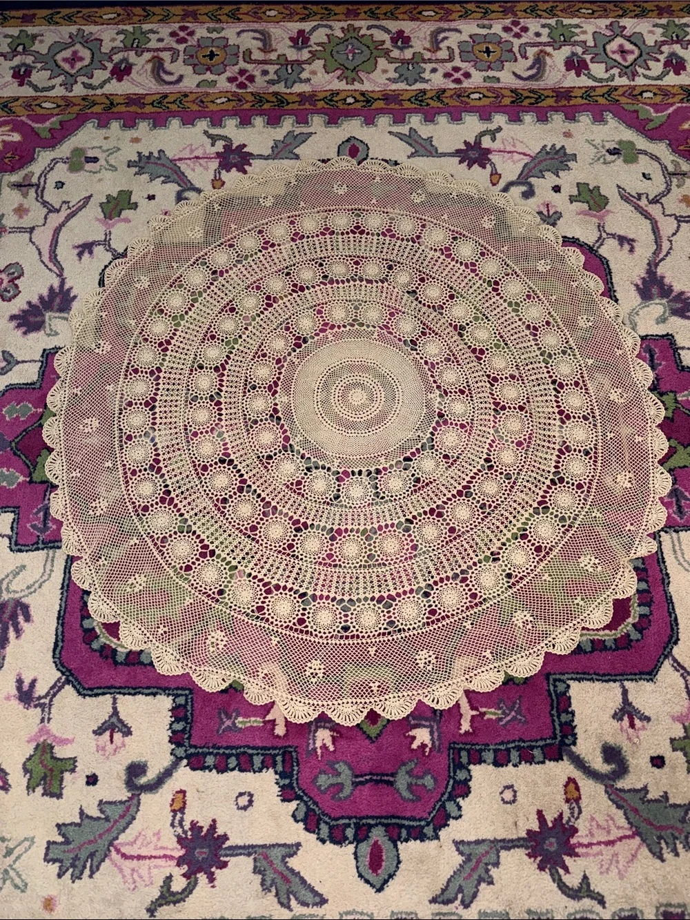 Antique lace tablecloth